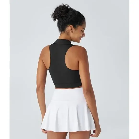 Halara SoftlyZero QuickDry Polo Collar V Neck Racerback Cropped Tennis Tank Top - Picture 4 of 13